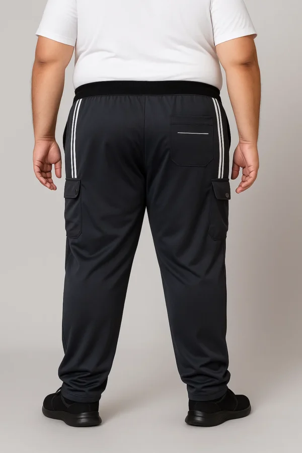 Men’s Track Pant with White Stripes –  Zipper Pockets & Side Flap Pockets - 3XL - Image 4