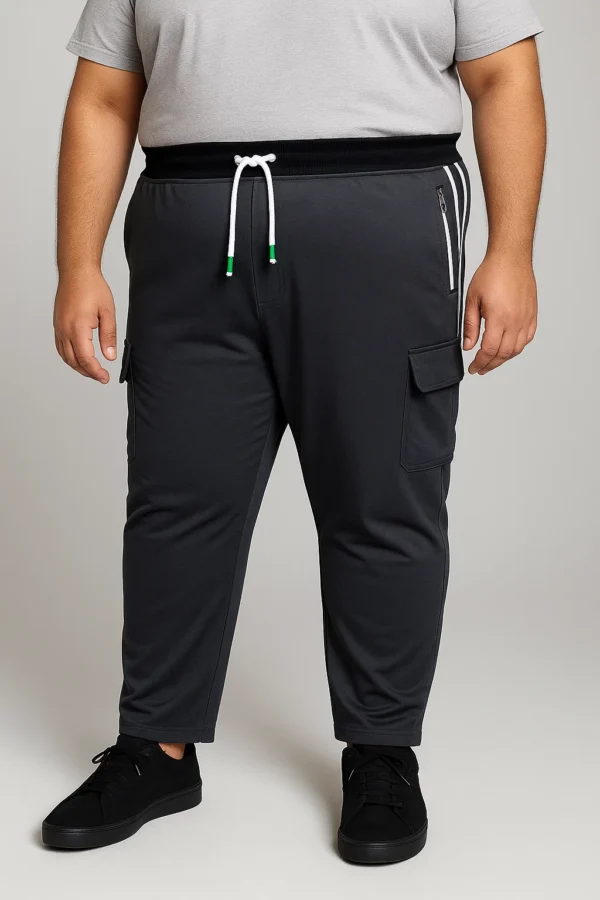 Men’s Track Pant with White Stripes –  Zipper Pockets & Side Flap Pockets - 3XL - Image 3