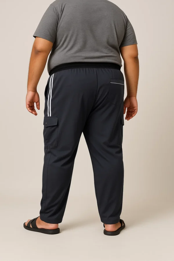 Men’s Track Pant with White Stripes –  Zipper Pockets & Side Flap Pockets - 3XL - Image 2