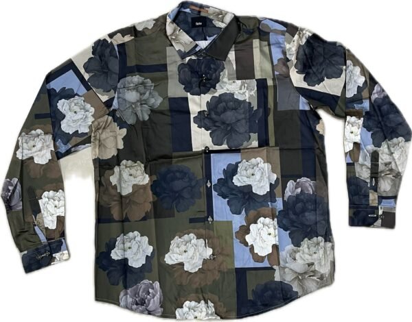 Men’s Shiny Floral Party Shirt in 4XL - Image 2