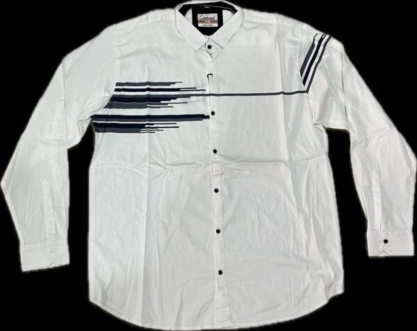 White Printed Plus Size Men’s Shirt 4XL - Image 2