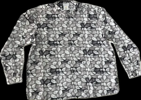 Monochrome Leaf Print Shirt for Men in 5XL - Image 2
