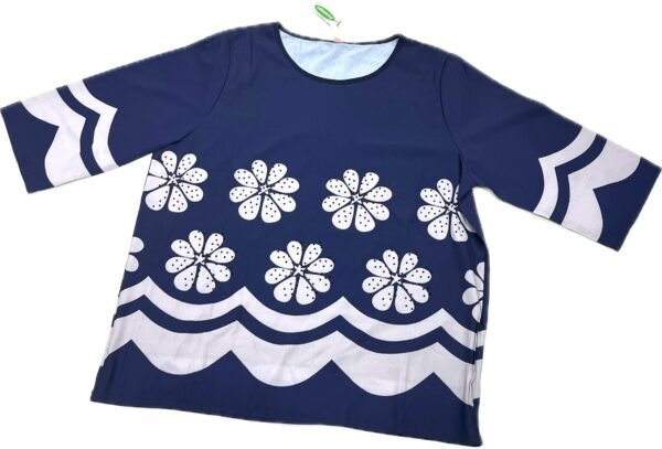Women’s 2XL Navy Blue Floral Printed Top - Image 4
