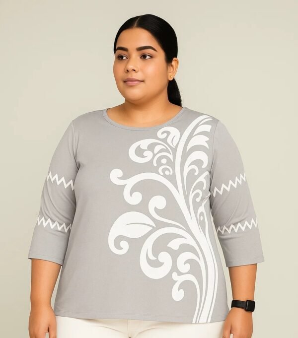 Women’s 2XL Top with White Leaf Prints - Image 2