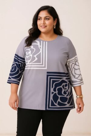 2XL Top with Floral Block Print