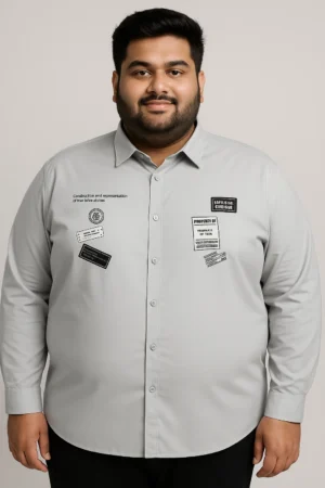 Men's Grey Graphic Printed Shirt | 5XL