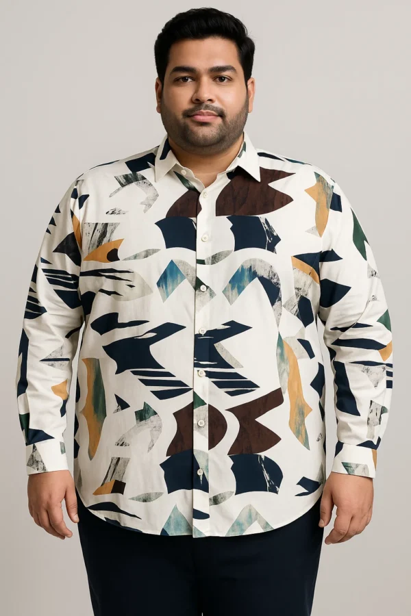 Plus-size 5XL abstract print shirt for men in premium cotton by miniPLUS