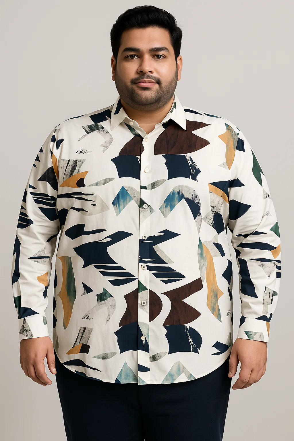 Plus-size 5XL abstract print shirt for men in premium cotton by miniPLUS