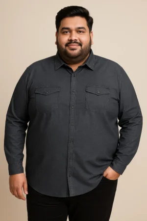 Men’s Charcoal Grey Denim-Style Shirt in 5XL