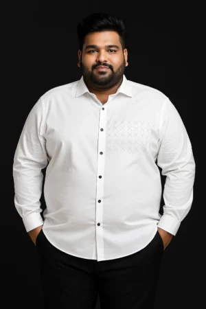Men's White Premium Cotton Shirt in 5XL