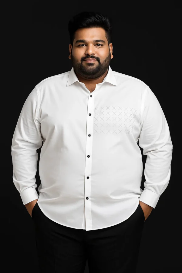 Men's White Premium Cotton Shirt in 5XL