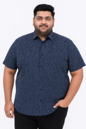 Men’s Navy Blue Microprint Shirt in 4XL