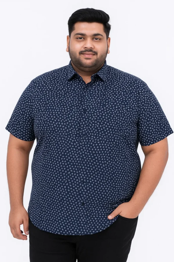 Men’s Navy Blue Microprint Shirt in 4XL
