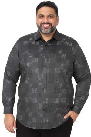 Premium Men's Black Printed Full Sleeve Shirt in 4XL