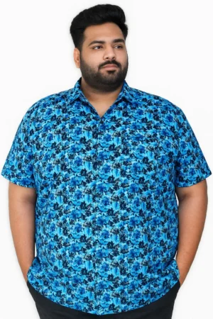 Men’s Blue Printed Shirt in 4XL