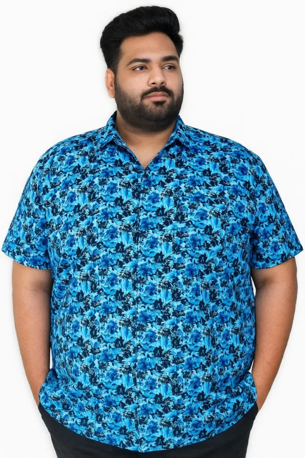 Men’s Blue Printed Shirt in 4XL