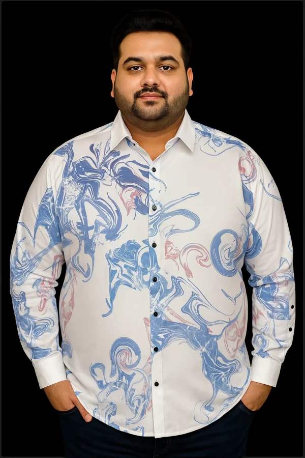 Men’s 4XL White Abstract Print Shirt - Image 3