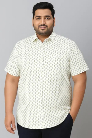 Men’s 4XL White Printed Shirt