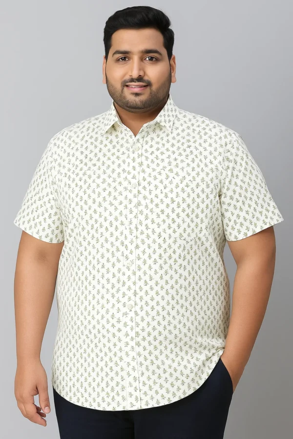 Men’s 4XL White Printed Shirt
