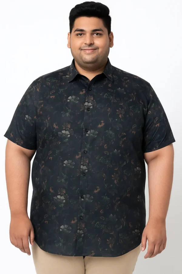 Men’s 4XL Black Printed Shirt