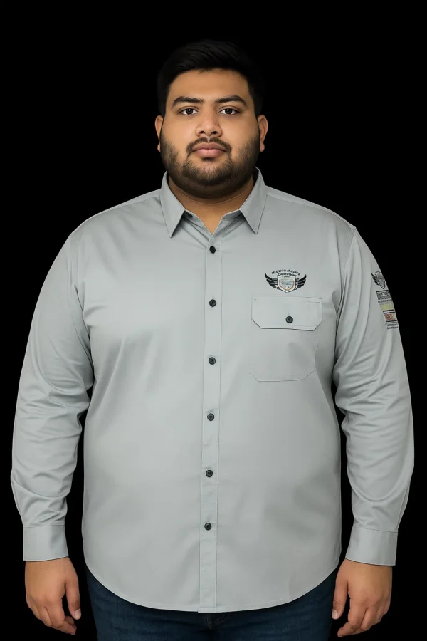 Men’s 4XL Grey Full Sleeve Shirt
