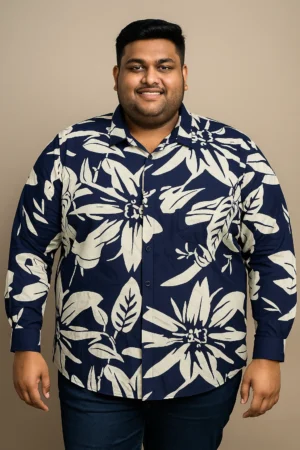 Men’s 4XL Navy Floral Print Shirt