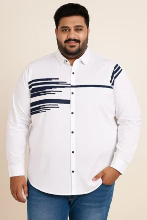 White Printed Plus Size Men’s Shirt 4XL