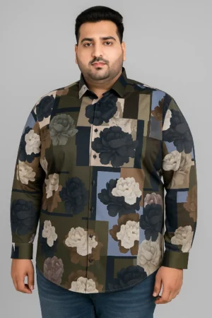 Men’s Shiny Floral Party Shirt in 4XL