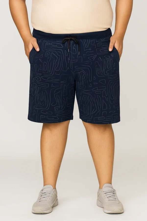 Men’s 3XL Cotton Denim-Look Printed Shorts |