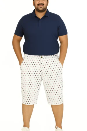 Men’s White Capri with Red Star Print