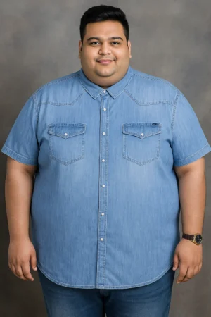 9XL Denim Plus-size Short Sleeve Shirt