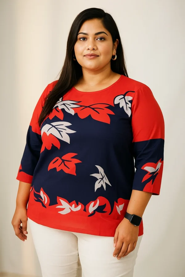 Women’s 2XL Leaf Printed Top - Image 2