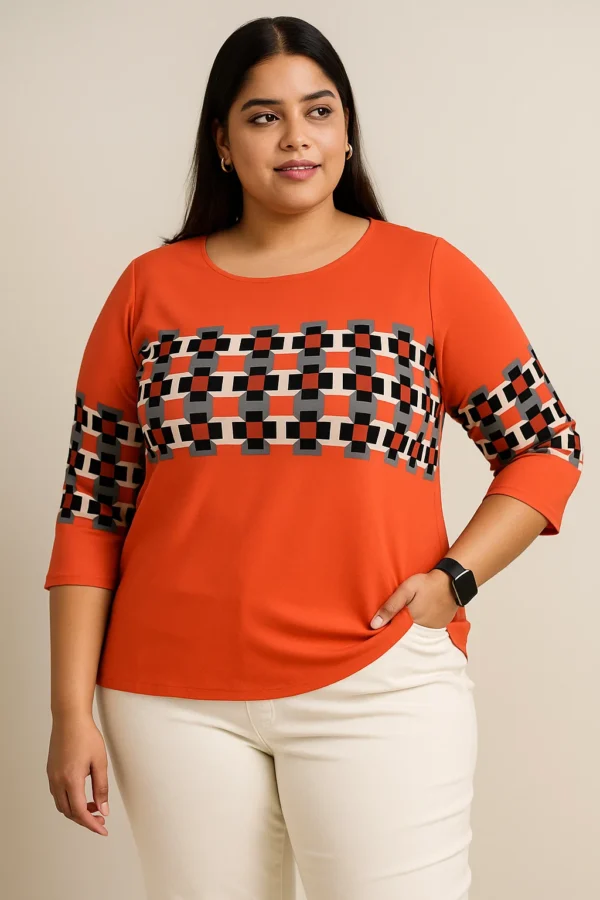 Women’s Printed Top with 3/4 Sleeves