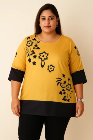 Floral-Printed Top with Diamond Embellishments