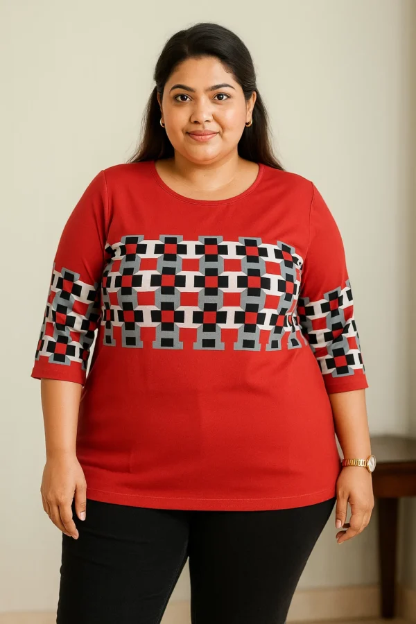 Women’s Printed Top with 3/4 Sleeves - Image 2
