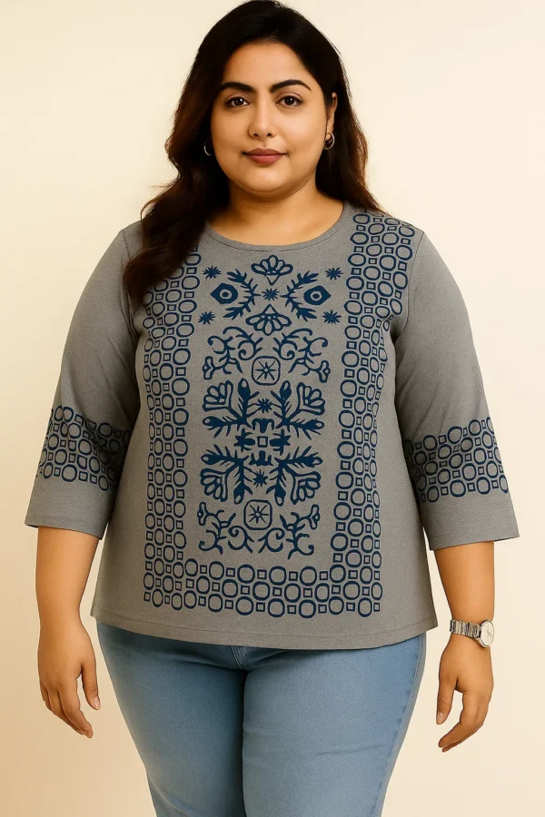 Women’s Top with Blue Printed Design - Image 3