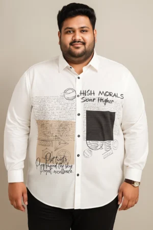 White Graphic Printed Casual Shirt