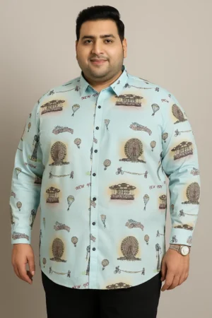 Light Blue Printed Casual Shirt