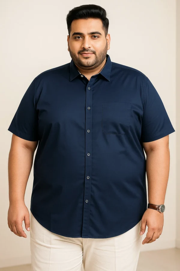 Plus-size Solid Half Sleeve Shirt 6XL