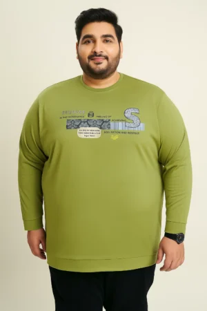 3XL Green Full Sleeve Graphic T-Shirt