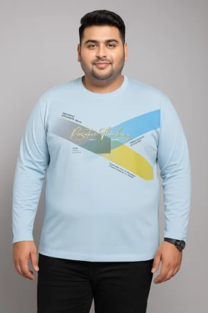 3XL Blue Graphic printed Full Sleeve T-Shirt