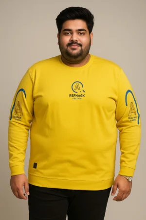 3XL Yellow Full Sleeve Graphic T-Shirt