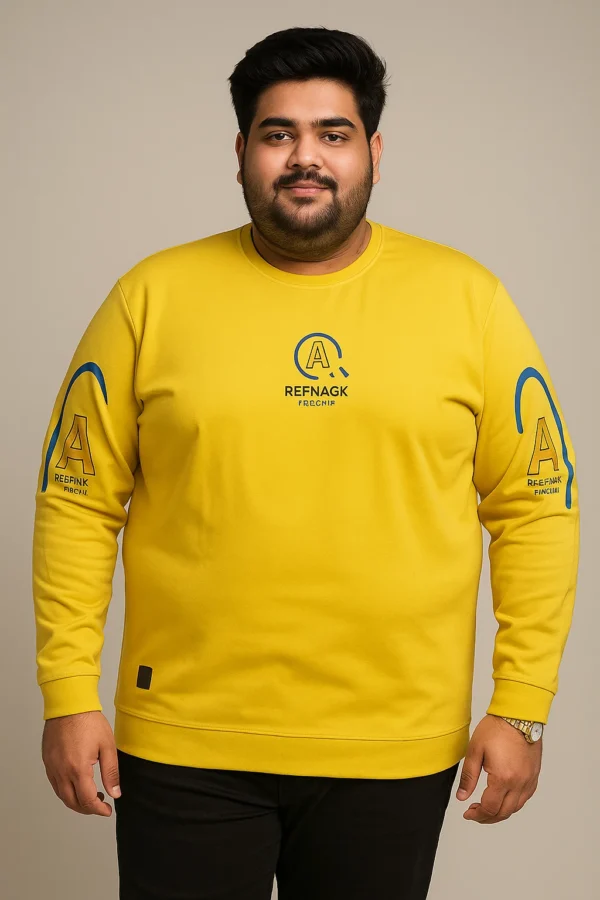 3XL Yellow Full Sleeve Graphic T-Shirt