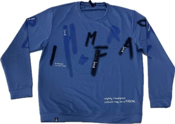 3XL Blue Full Sleeve Graffiti Print T-Shirt - Image 2