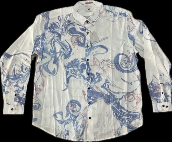 Men’s 4XL White Abstract Print Shirt - Image 2