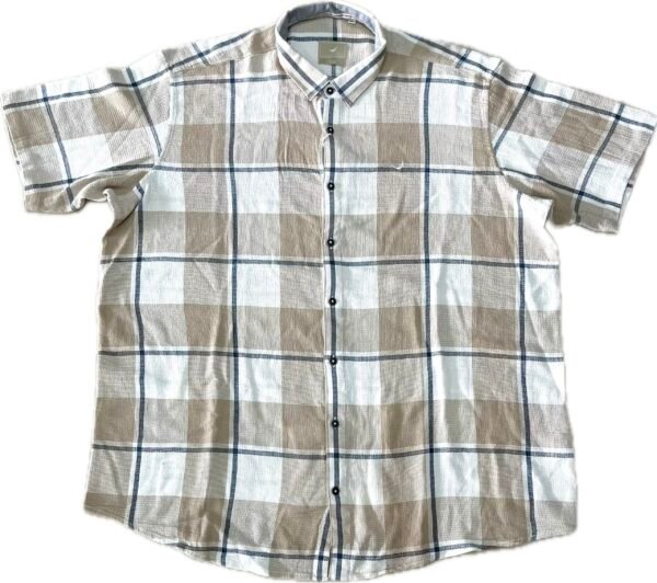 Mens's Brown Check Shirt – Short Sleeve Comfort Fit - 4XL - Image 3