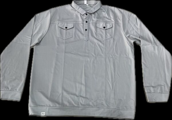 3XL Grey Full Sleeve T-Shirt with Twin Front Pockets - Image 2