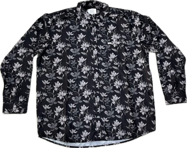 Men’s Black Floral Print Shirt in 4XL - Image 2