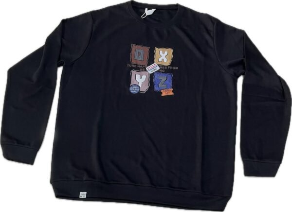 3XL Black Full Sleeve Printed T-Shirt - Image 2
