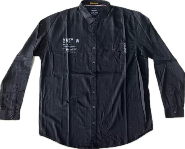 Men’s Black Long Sleeve Shirt with Front Pocket | 4XL - Image 2